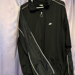 Nike Men's Black Windbreaker with White Accents